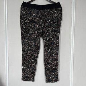 LOFT Black Floral Patterned Polyester Dress Pants - Size 6 petite